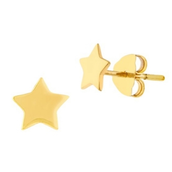 NWT 14KT SOLID GOLD STAR SAKS 5TH AVENUE EARRINGS - Picture 4 of 4